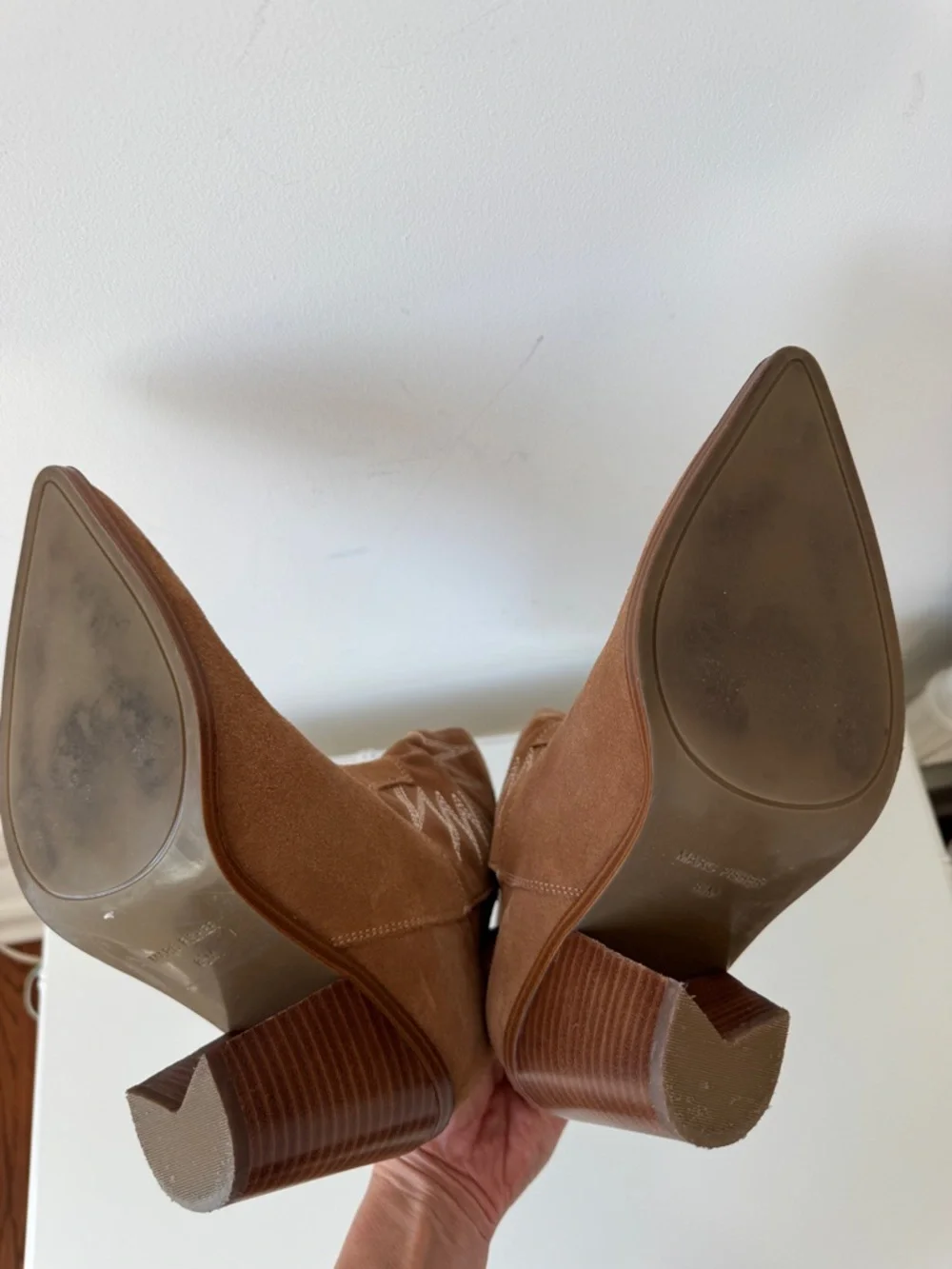 Marc Fisher Rogers Embroidered Suede Western Boot Brown Size 8.5 Women - Picture 7 of 7